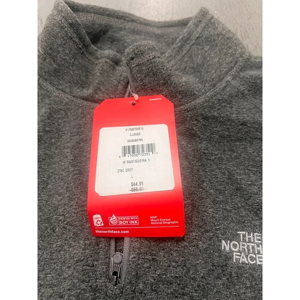The North Face Sweater Womens Large Zinc Gray Logo 1/4 Zip Long Sleeve Outdoor - Picture 3 of 8